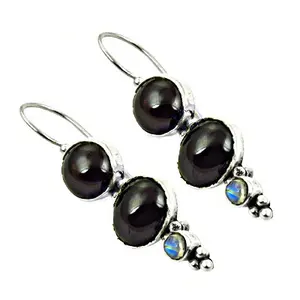 "Black <b>Pearl</b> & Moonstone 925 Silver Earrings for Women" - Product Image 2