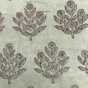 Tissu en coton naturel imprimé à la main avec motif de bouquet floral, base beige, textile indien - Product Image 1