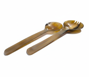 Ensemble de 2 cuillères à salade en corne de buffle |   Couverts en corne naturelle faits à la main |   Serveurs à salade écologiques |   Fabricant en gros - Product Image 3