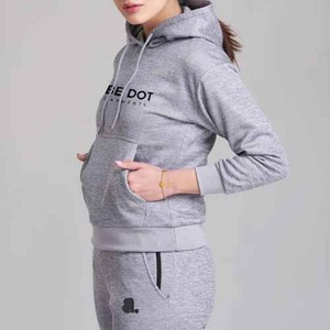 Logo personnalisé poids lourd 100% coton couleur unie pull survêtement ensemble unisexe plaine sweat à capuche jogger pour les femmes - Product Image 2