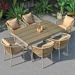 Tables et chaises d'extérieur nordiques cour combinaison <span class=keywords><strong>de</strong></span> loisirs <span class=keywords><strong>en</strong></span> plein air Villa <span class=keywords><strong>jardin</strong></span> terrasse rotin balcon Villa meubles - Product Image 6