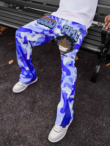 High Quality Men's Baggy Wide Leg <b>Drawstring</b> <b>Trousers</b> Men Joggers Custom Cargo Oversized Stacked High Waist Pants Men Sweatpants - Product Image 4