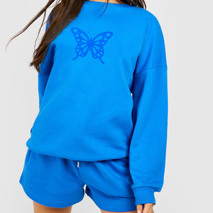 Conjunto de Sudadera con Capucha y Pantalones Cortos Deportivos Casuales para Mujer, Diseño Personalizado 2026, para Salidas Invernales, 100% Algodón Felpa - Product Image 6