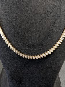Marquise Bezel Set Diamond Tennis <b>Necklace</b> 6.00 Ct EF VVS Lab Grown Diamond In 14K Gold Bridal Wedding Engagement Party Wear - Product Image 1