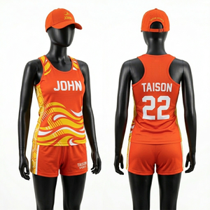 Uniforme de Balonmano para Mujer, 160 GSM, Poliéster Transpirable, Sublimado, Patrón de Ondas, Jersey Naranja, Conjunto de Pantalones Cortos, Nombre, Número y Logotipo Personalizables - Product Image 4