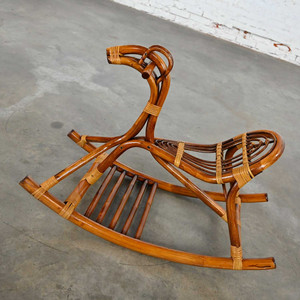 Corsa a dondolo in rattan <span class=keywords><strong>Vintage</strong></span> su animali giocattolo per bambini Baby rocker resistente sicuro in rattan cavallo a dondolo - Product Image 4
