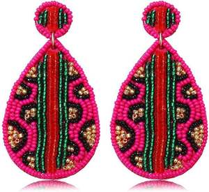 Boucles d'oreilles pendantes élégantes multi-formes en perles, qualité export, faites à la main, bijoux tendance pour femmes au meilleur prix - Product Image 2