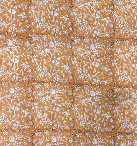 Tissu de Voile de coton Artisan 44 "moutarde blanc Floral Creeper imprimé traditionnel Handblock imprimé accessoires de mode doux - Product Image 1