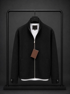 <b>Men's</b> <b>White</b> Cotton Puffer <b>Jacket</b> Stand Collar Zipper Closure Casual Knitted Solid Color Winter Wear Waterproof Nonwoven Front - Product Image 2