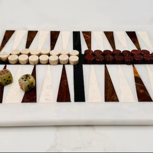 Juego de Backgammon Artesanal de Mármol y Ónix, Tablero de Lujo de 12 Pulgadas, Regalo Clásico, Backgammon Artesanal Único - Product Image 4