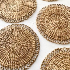 Napperon rond jacinthe d'eau naturelle de haute qualité vaisselle pour restaurant Boho handwicker fabriqué au Vietnam en gros - Product Image 6
