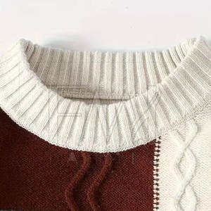 Pull à col rond pour hommes à la mode 50% laine 50% acrylique hiver solide chaud confortable Logo personnalisé - Product Image 4