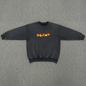 Sudadera con Cuello Redondo, Lavado Ácido, 100% Algodón, Informal, Venta Caliente OEM/ODM, Logotipo Personalizado en Relieve, Sudadera con Capucha y Sudadera - Product Image 4
