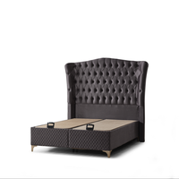 Cadre de lit pliable en bois massif King Queen Size rembourré Meubles de chambre à coucher en gros