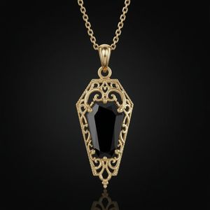 Pendentif gothique en or massif 10 carats avec diamant noir | Collier fin fait à la main par le fabricant de bijoux thaïlandais - Product Image 4