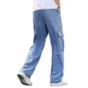 กางเกงยีนส์คาร์โก้ผู้ชายมีกระเป๋าหลายกระเป๋าใส่สบายกางเกงยีนส์ที่ทนทานสำหรับการออกนอกสถานที่แบบลำลองและสตรีทแวร์ในชีวิตประจำวัน - Product Image 2