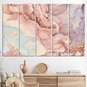 Impresión en Lienzo de Mármol Dorado: Decoración Moderna Brillante para Pared, JUEGO DE 5 LIENZOS - Product Image 1