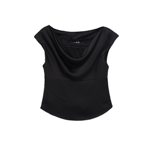 Chemisier en satin drapé sans manches à col en V pour <span class=keywords><strong>femme</strong></span>, modèle 2026, avec taille définie, OEM/ODM par une usine de vêtements chinoise, chemises vintage - Product Image 2