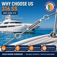 Tourniquet en acier inoxydable 316 DIN1480, crochet de 6 mm, vis de gréement, tendeur de corde, accessoires de bateau, kayak, yacht