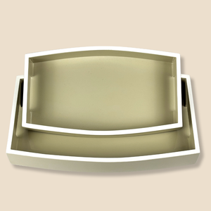 Handmade hiện đại trang trí nội thất phục vụ khay đầy màu sắc cong hình chữ nhật MDF sơn mài với viền trắng bằng gỗ trang trí khay - Product Image 2