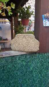 ทําด้วยมือโครเชต์เรียงรายกระเป๋าคลัทช์ฟางมือกระเป๋าRaffiaเกี๊ยวGlitterกระเป๋าเงินทองฤดูร้อนRaffiaหรูหรากระเป๋าถือกระเป๋า - Product Image 5