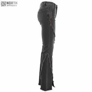 Pantalones vaqueros informales de mezclilla transpirables de alta calidad para mujer 2025, pantalones vaqueros de talla grande con logotipo de Color sólido en la cintura, venta al por mayor - Product Image 4