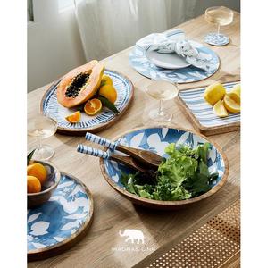 Tazón Grande de Cerámica de Porcelana de Lujo Hecho a Mano con Exterior de Madera, Diseño Bonito para Uso en Hoteles y Restaurantes, para Sopa y Fideos Mixtos - Product Image 1