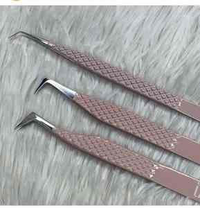 Logotipo personalizado etiqueta privada fibra de acero inoxidable y puntas de diamante pinzas para pestañas al por mayor herramientas para pestañas injertadas pinzas de extensión - Product Image 3