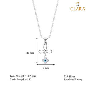 NOVAMART Fine 925 Sterling Silver Evil Eye Flower Pendant <b>Necklace</b> Bezel Setting Rose Gold <b>Ruby</b> Platinum Charm Jewelry Inlay Tec - Product Image 5