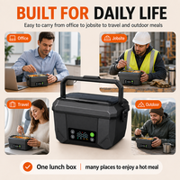 Boîte à lunch chauffante rechargeable, boîte à bento chauffante sans fil, chauffe-plat portable, boîte à repas 100W pour le personnel du garage