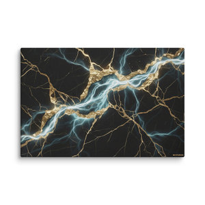 Neural Surge - Décoration murale contemporaine abstraite de luxe sur toile encadrée avec cadre en bois et support mural en métal - Product Image 1