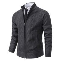 Pulls en tricot pour hommes d'automne, veste en tricot chaude d'hiver, col montant épais de haute qualité, fermeture éclair