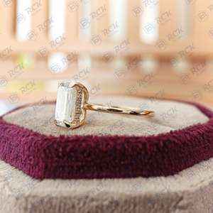 แหวนเพชรโมอิสฮาโลเจนแบบซ่อนสีมรกต CTW 1.50สำหรับผู้หญิง/สีเงิน VVS มีความชัดเจนเหมาะกับงานแต่งงานแหวนเพชรโมอิส - Product Image 4