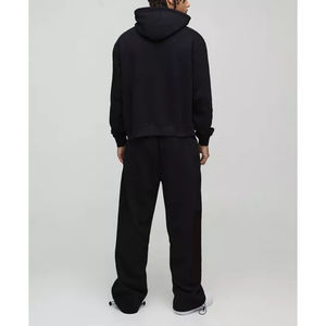 Haute qualité 100% coton noir Joggers ensemble d'entraînement pour hommes personnalisé blanc Baggy survêtement col à capuche solide plaine survêtements - Product Image 6