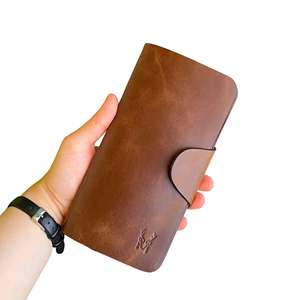 Genuine Leather Long Black Men's <b>Wallet</b> - Long Men's Card Holder Portfolio Handmade Business - Product Image 2