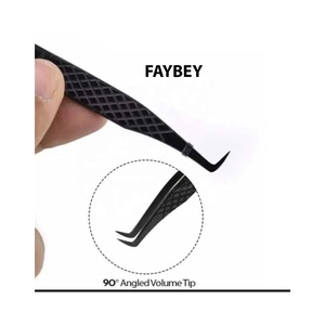 แหนบขนตาสีดำพลาสมา,ด้ามจับเพชรพร้อมฉลากส่วนตัวแหนบขนตาขนาด FAYBEY - Product Image 1