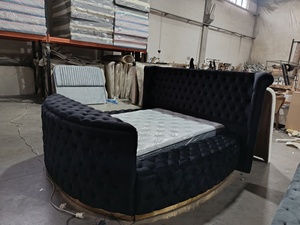 Modern TV Lift Upholstered Bed Set <b>Cushioned</b> Headboard <b>Storage</b> Base King Size Fabric Apartment Bedroom Furniture for Hotel Villa - Product Image 2