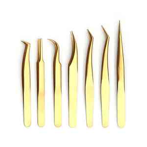 Pinzas para extensiones de pestañas MOQ personalizadas Pinzas de punta de fibra de pestañas de acero inoxidable de calidad superior para pestañas perfectas - Product Image 1