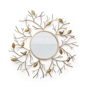 Espejo decorativo para colgar en la pared redondo de estilo moderno, Arte con pájaro, diseño de hierro personalizable, espejo de baño ecológico y duradero - Product Image 6