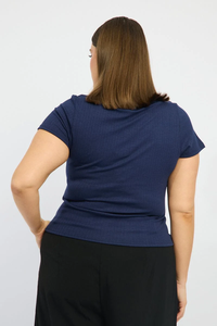 T-shirt manches courtes encolure dégagée avec bordure en dentelle pour femmes, bleu grande taille, personnalisable, OEM, ODM, Bangladesh, Nouvelle Collection - Product Image 3