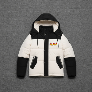 Article très vendu col montant avec capuche amovible DTF personnalisé logo imprimé vêtements décontractés d'hiver fermeture éclair homme doudoune - Product Image 1