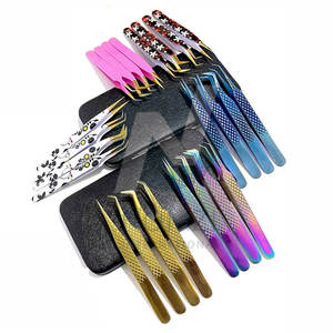 แหนบต่อขนตาแบบมืออาชีพเคลือบพลาสมาปลายแหลมสีทองทำจากสแตนเลสสีทอง - Product Image 6