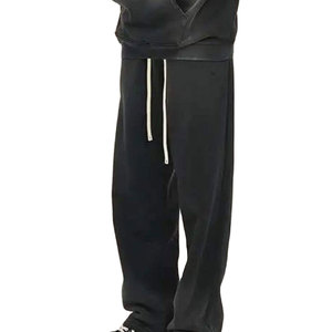 Sweat-shirts à capuche et pantalons de survêtement en molleton vintage décontracté de qualité supérieure, écologiques, avec poches et cordon de serrage, vente en gros - Product Image 6
