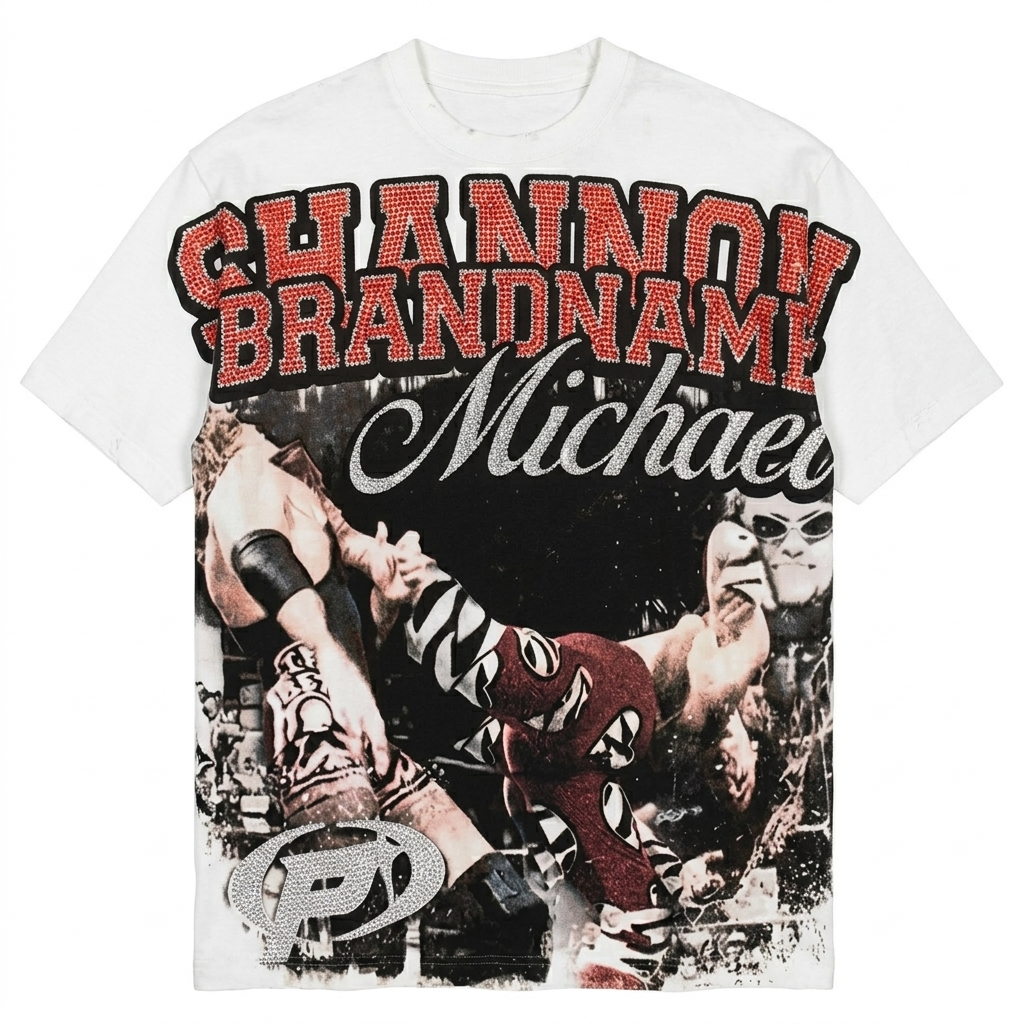 Camisetas blancas con gráficos y pedrería - 1
