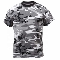 T-shirt tactique 3D en coton et bambou pour homme, coupe classique, motif uni, logo personnalisé, confortable et respirant, manches courtes