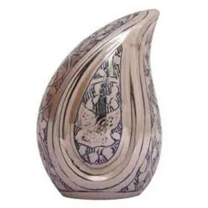 Silver Metal Teardrop Cremation Ashes Urn with Embossed Design Perfect for Mini <b>Keepsake</b> and Bulk Wholesale <b>Memorial</b> Supplies - Product Image 4