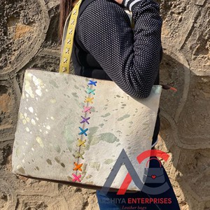 New Stylish Hair on Hide Metallic Fur <b>Leather</b> Handbag Women Stylish Tote Bag High Quality Women Shoulder <b>Shopping</b> Bag - Product Image 1