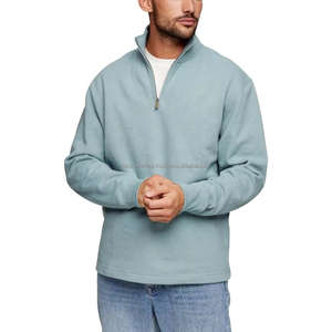 Vêtements décontractés de haute qualité Logo personnalisé hommes Polyester sweat demi fermeture éclair col haut sur la taille thermique 100% coton sweats à capuche hommes - Product Image 1