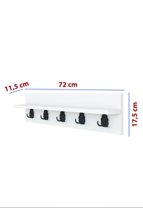 <b>Wall</b> <b>Mounted</b> Wooden <b>Shelf</b> with Hooks Entryway Coat Rack Decorative <b>Wall</b> Organizer White Color - Product Image 2