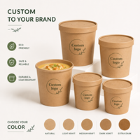 Gobelet en papier kraft jetable, recyclable, robuste, personnalisable avec logo, construction solide pour la crème glacée, compostable